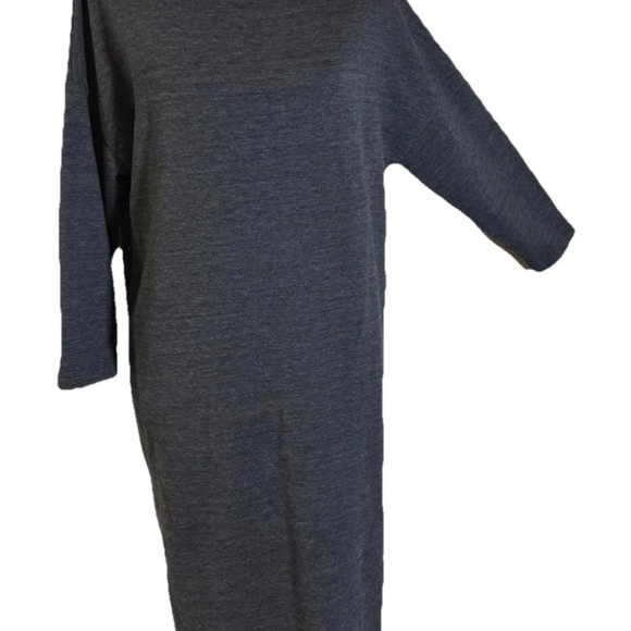 MOHNTON Made Gray Dolman Sleeve Midi Dress Women's M Crewneck Tencel Recycled - Picture 4 of 6